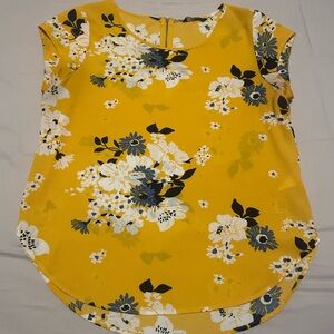 ONLY Yellow Floral Short-Sleeve Blouse Size 38 (M)